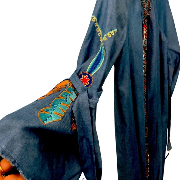 NWOT | BOHEMIAN | BEACH COVER UP | FABRIC SOFT JEANS | SIZE ALL FIT - Picture 5 of 16